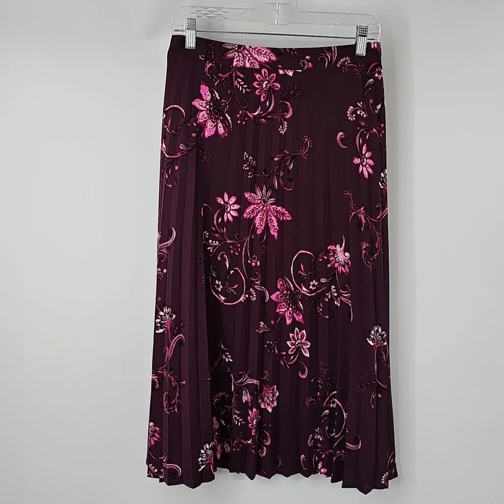 Chico's Pleated Purple Paisley Floral Cottagecore Soft Flowy Midi Skirt Sz:14 - Picture 12 of 12